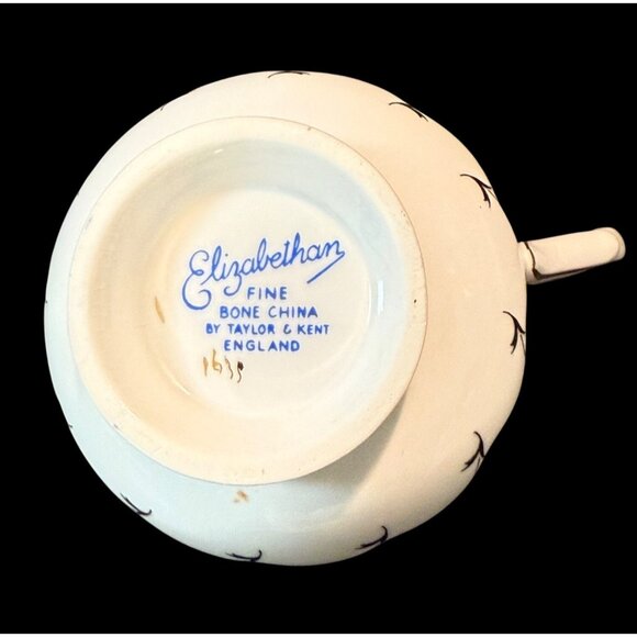 Vtg Taylor & Kent England Elizabethan Gold Trim Fine Bone China Cup & Saucer Set - Picture 5 of 8